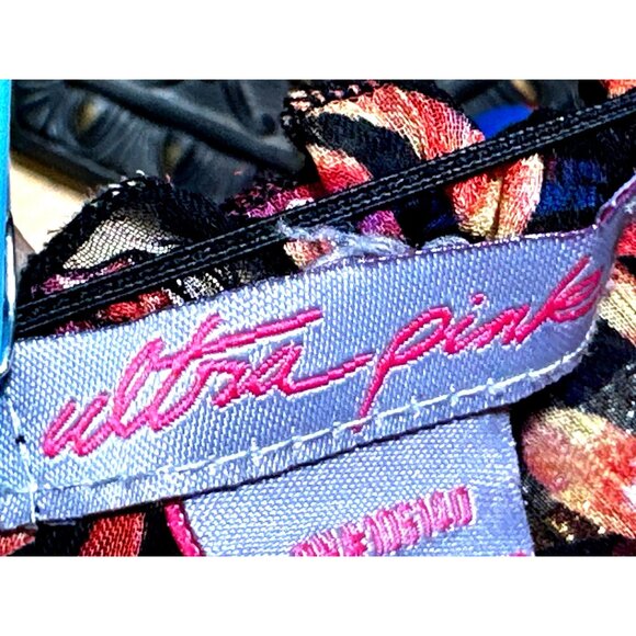 Ultra Pink Medium Sheer Flutter Sleeve Blouse Red Orange Abstract Dot Print Top - Picture 7 of 10